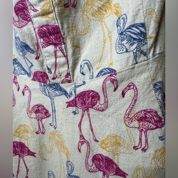 Collectif Retro Flamingo Novelty Swing Fit & Flare Yellow Blue Pink Dress 4XL - Picture 6 of 16